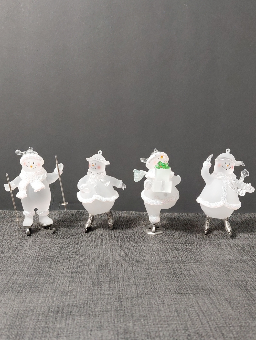 4 Frosted Snowman Ornaments